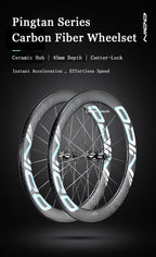 ODIN Carbon Road Wheelset 45mm 60mm Deep Rim Carbon Bike Wheels 1340g Ultra Lightweight Full Carbon Spokes Disc Brake 21/28mm Width Center Lock