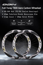 ODIN Carbon Fiber Road Bike Wheels 45mm 60mm Deep Rim T800 Carbon Wheelset 1430g Lightweight 21/28mm Width Disc Brake