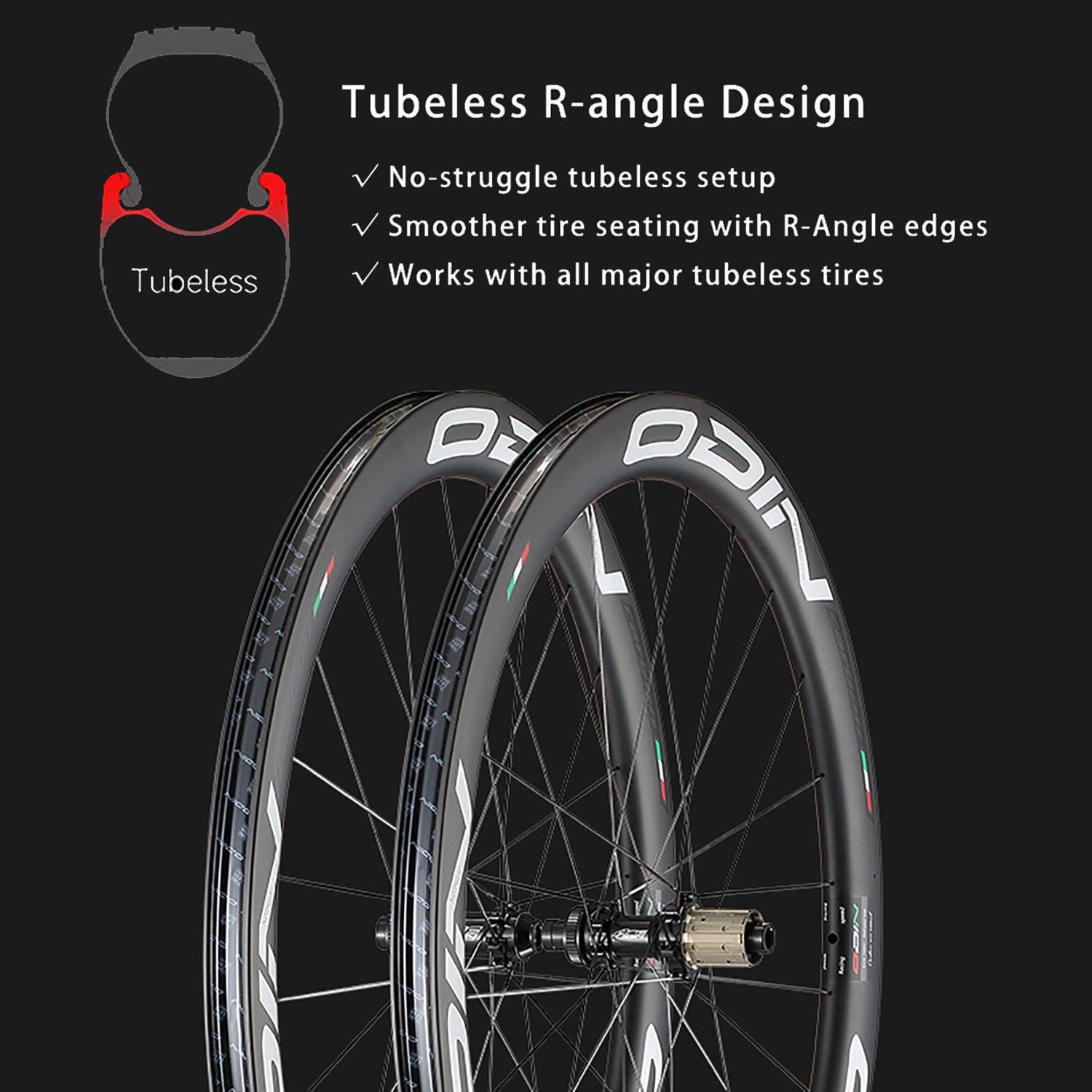 ODIN Carbon Wheelset 50mm Carbon Fiber Road Bike Wheels Disc Brake 1450g Lightweight 21/28mm Width 24H Aero Spokes