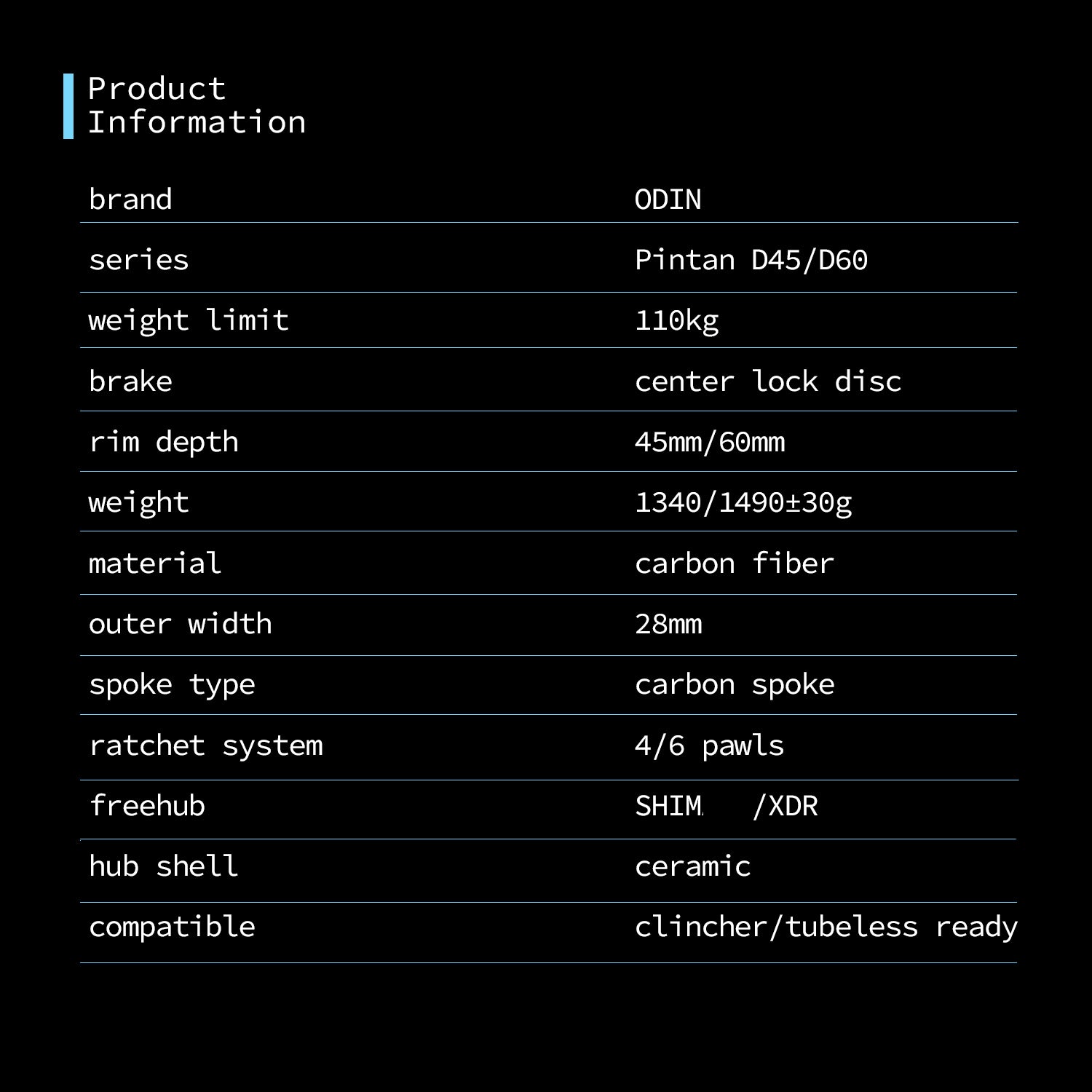ODIN Carbon Road Wheelset 45mm 60mm Deep Rim Carbon Bike Wheels 1340g Ultra Lightweight Full Carbon Spokes Disc Brake 21/28mm Width Center Lock