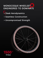 VSPRINT Carbon Fiber Road Bike Wheelset Tubeless Ready Cycling Wheels Center Lock Disc Brake 19/25mm Width 36T Ratchet