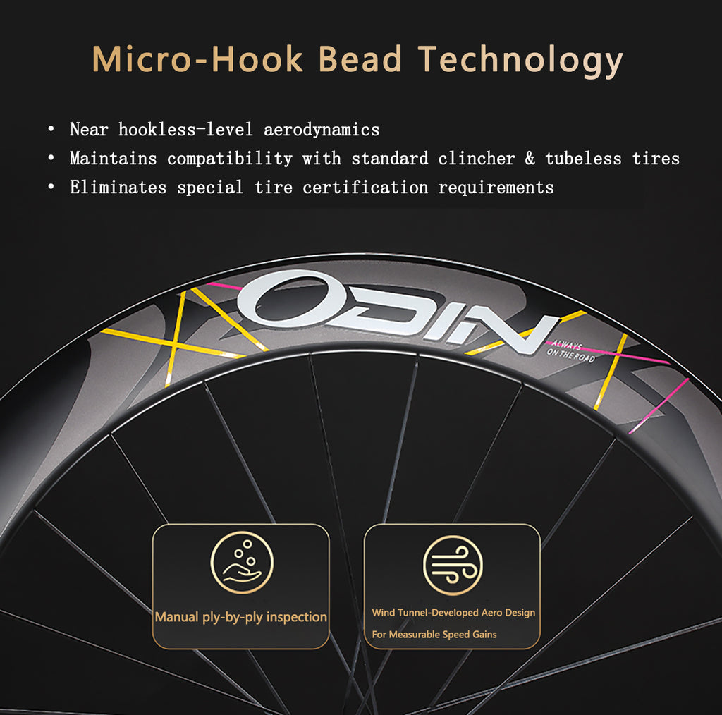 ODIN Carbon Fiber Road Bike Wheels 45mm 60mm Deep Rim T800 Carbon Wheelset 1430g Lightweight 21/28mm Width Disc Brake