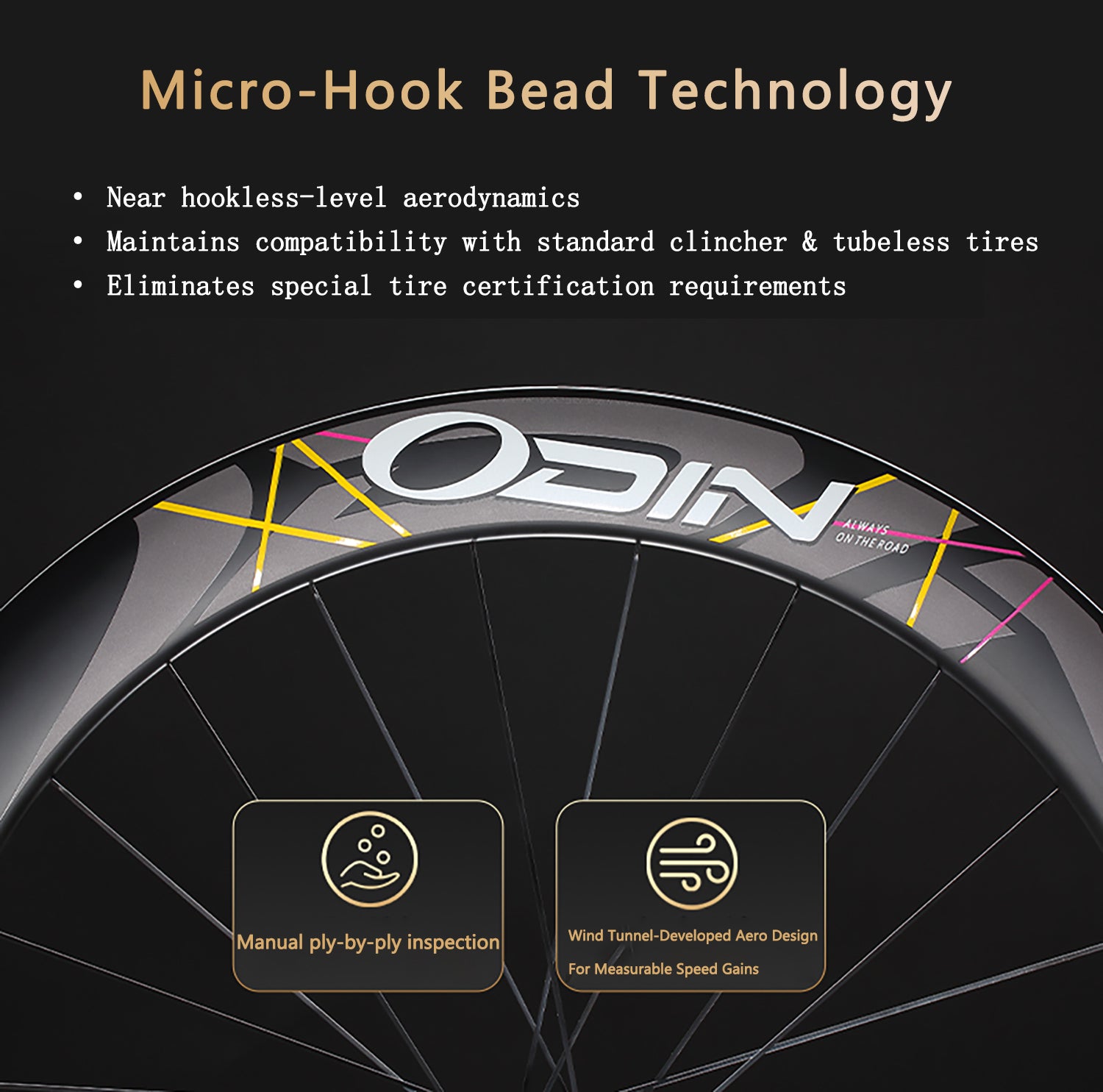 ODIN Carbon Fiber Road Bike Wheels 45mm 60mm Deep Rim T800 Carbon Wheelset 1430g Lightweight 21/28mm Width Disc Brake
