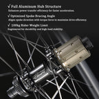 ODIN Carbon Wheelset 50mm Carbon Fiber Road Bike Wheels Disc Brake 1450g Lightweight 21/28mm Width 24H Aero Spokes