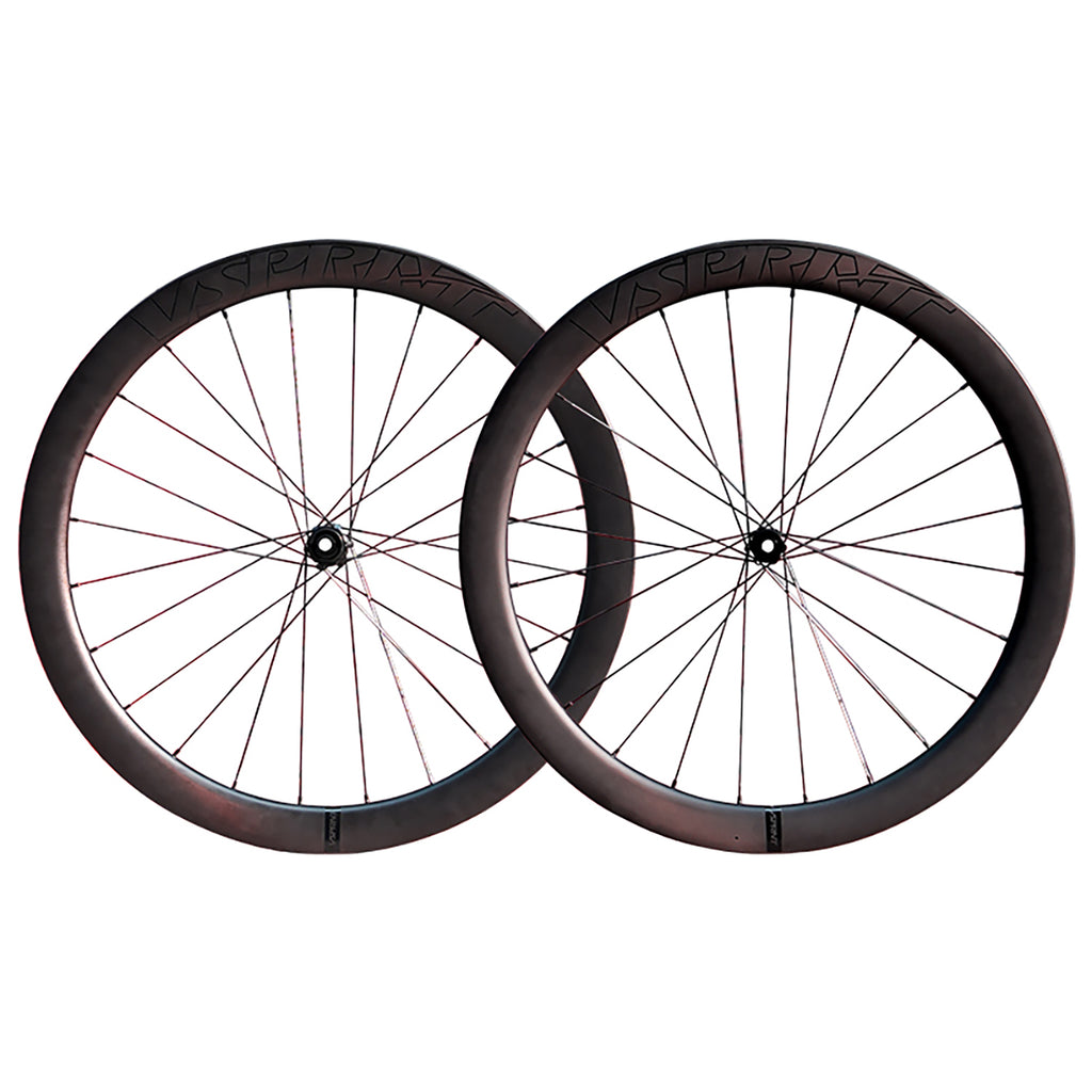 VSPRINT Carbon Fiber Road Bike Wheelset Tubeless Ready Cycling Wheels Center Lock Disc Brake 19/25mm Width 36T Ratchet