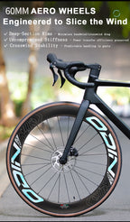 ODIN Carbon Road Wheelset 45mm 60mm Deep Rim Carbon Bike Wheels 1340g Ultra Lightweight Full Carbon Spokes Disc Brake 21/28mm Width Center Lock