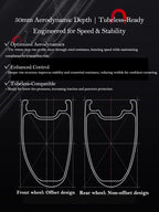 VSPRINT Carbon Fiber Road Bike Wheelset Tubeless Ready Cycling Wheels Center Lock Disc Brake 19/25mm Width 36T Ratchet