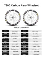 ODIN Carbon Fiber Road Bike Wheels 45mm 60mm Deep Rim T800 Carbon Wheelset 1430g Lightweight 21/28mm Width Disc Brake