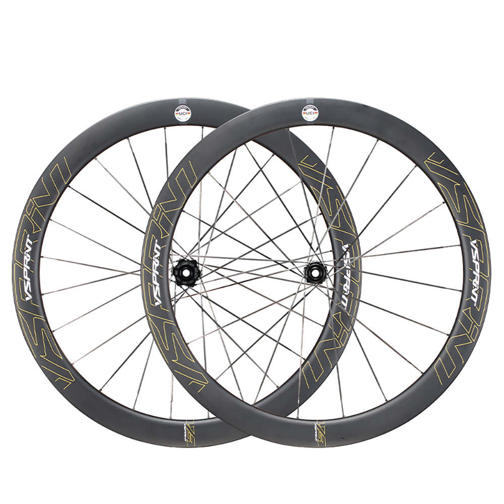 VSPRINT Carbon Fiber Road Bike Wheelset Lightweight 19mm/25mm Width 24H Spokes for Racing & Training