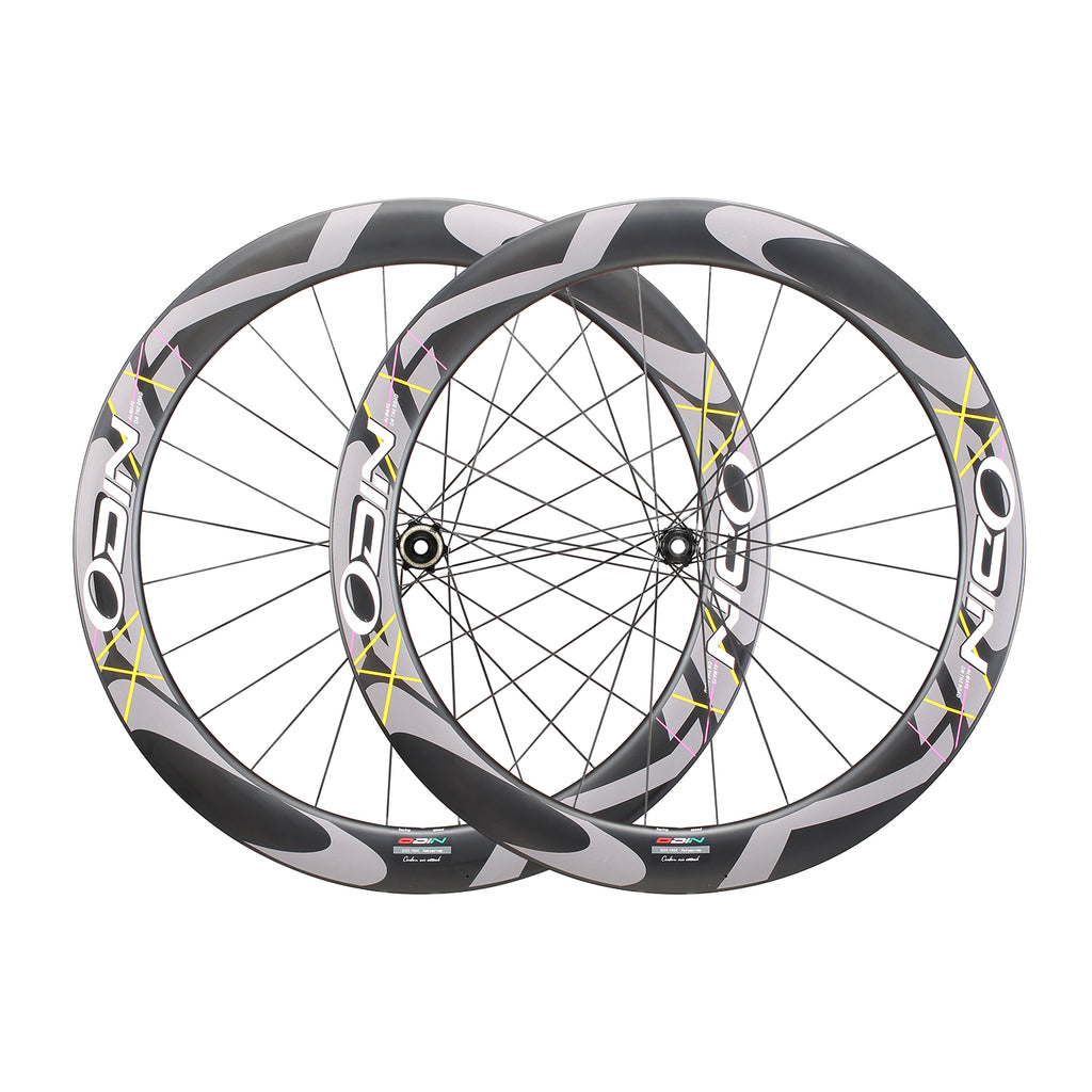 ODIN Carbon Fiber Road Bike Wheels 45mm 60mm Deep Rim T800 Carbon Wheelset 1430g Lightweight 21/28mm Width Disc Brake