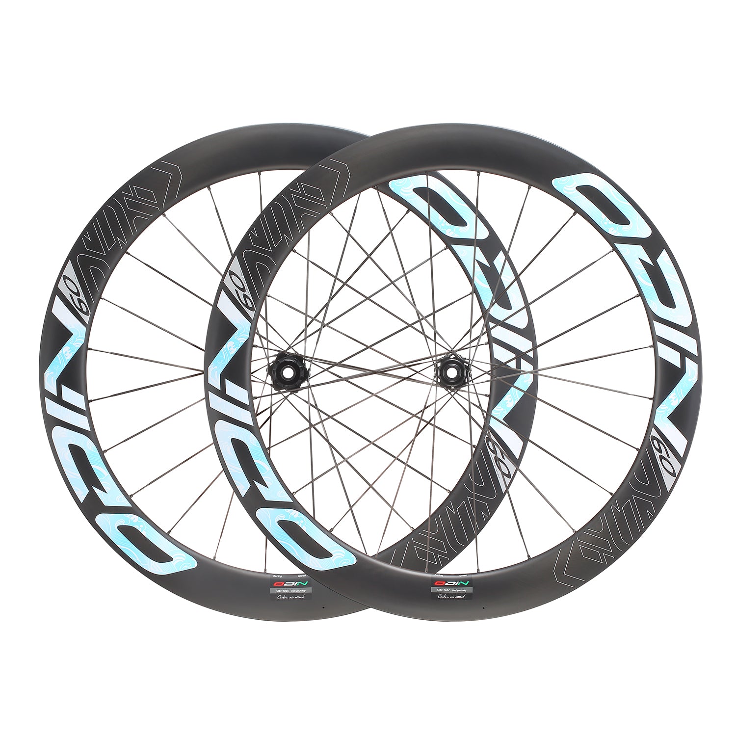 ODIN Carbon Road Wheelset 45mm 60mm Deep Rim Carbon Bike Wheels 1340g Ultra Lightweight Full Carbon Spokes Disc Brake 21/28mm Width Center Lock