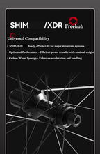 VSPRINT Carbon Fiber Road Bike Wheelset Tubeless Ready Cycling Wheels Center Lock Disc Brake 19/25mm Width