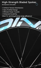 ODIN Carbon Road Wheelset 45mm 60mm Deep Rim Carbon Bike Wheels 1340g Ultra Lightweight Full Carbon Spokes Disc Brake 21/28mm Width Center Lock