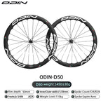 ODIN Carbon Wheelset 50mm Carbon Fiber Road Bike Wheels Disc Brake 1450g Lightweight 21/28mm Width 24H Aero Spokes