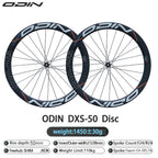 ODIN Carbon Fiber Wheelset 50mm Deep Rim Carbon Road Bicycle Wheels 700C Disc Brake 1450g Lightweight 21/28mm Width Center Lock