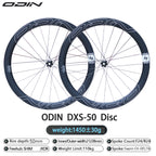 ODIN Carbon Fiber Wheelset 50mm Carbon Road Bicycle Wheels 700C Disc Brake 1450g Lightweight 21/28mm Width Center Lock